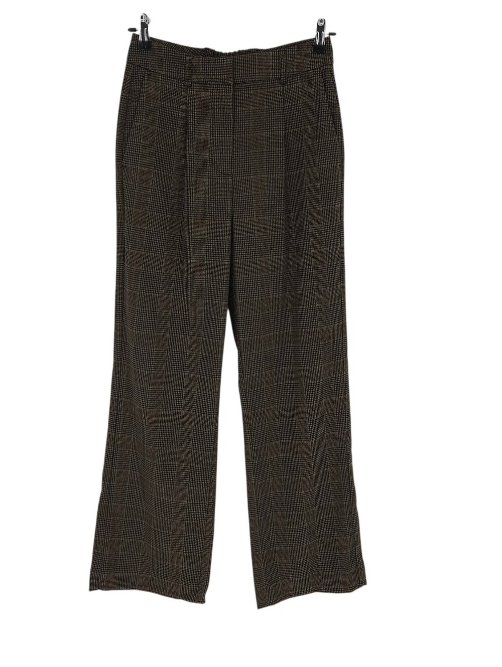 Old Navy Taylor Wide Leg Trouser Pants Brown Plaid Pleated Extra High Rise XS - Picture 1 of 8